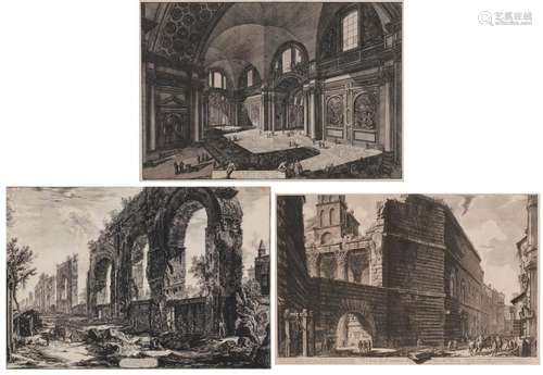 GIOVANNI BATTISTA PIRANESI, (Italian, 1720-1778), From Vedute di Roma: Three Works, etchings