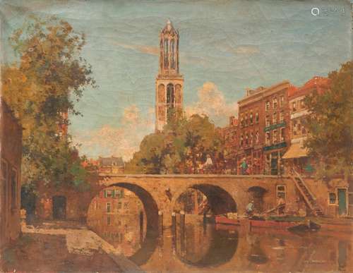 CORNELIS VREEDENBURGH, (Dutch, 1880-1946), Canal View, Amsterdam, 1926, oil on canvas, 20 x 25 3/4 in.