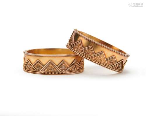 Pair of Victorian Gold Bracelets, retailed by TIFFANY & CO.