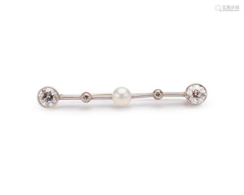 Platinum, Diamond, and Pearl Brooch