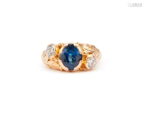 SUSAN PEABODY OAKES 14K Gold, Sapphire, and Diamond Ring