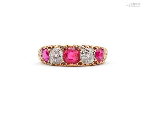 18K Gold, Ruby, and Diamond Ring