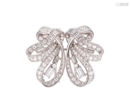 Platinum and Diamond Dress Clips/Brooch