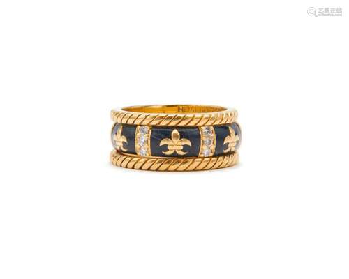 HIDALGO 18K Gold, Enamel, and Diamond Rings