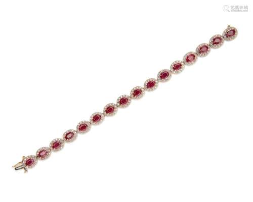 14K Gold, Ruby, and Diamond Bracelet