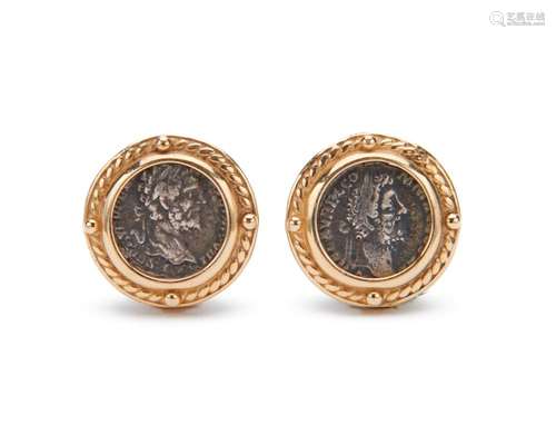 14K Gold and Coin Earrings