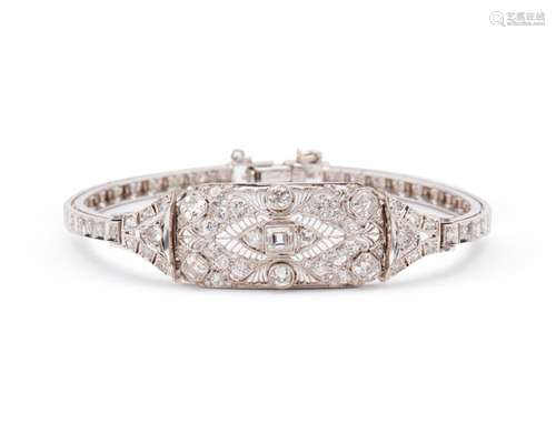 Platinum, 14K Gold, and Diamond Bracelet