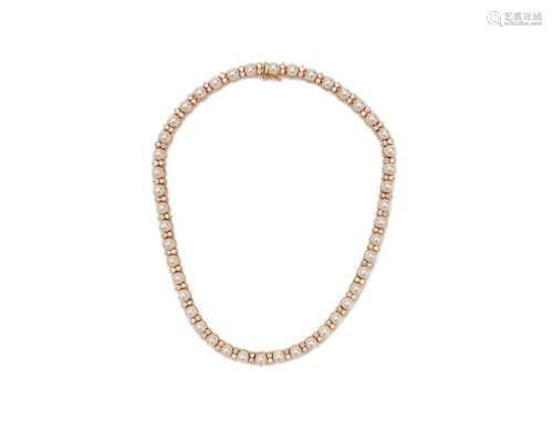 14K Gold, Pearl, and Diamond Necklace