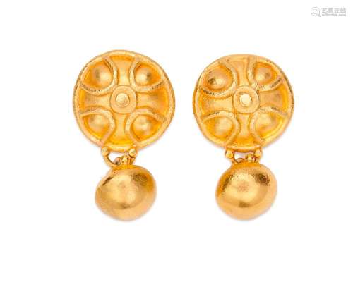 High Karat Gold Pendant Earclips