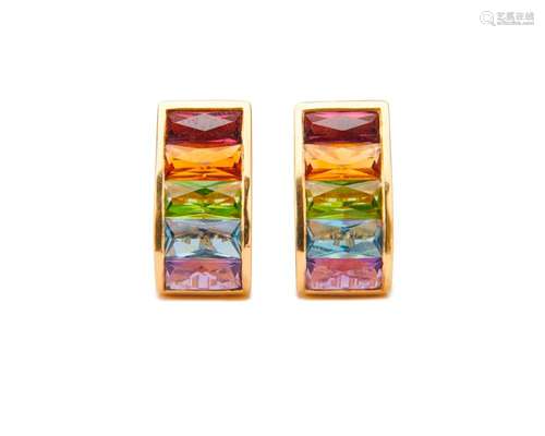 18K Gold and Gemset Earclips