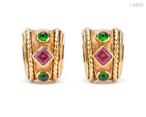 DAVID YURMAN 14K Gold and Gemset Earclips