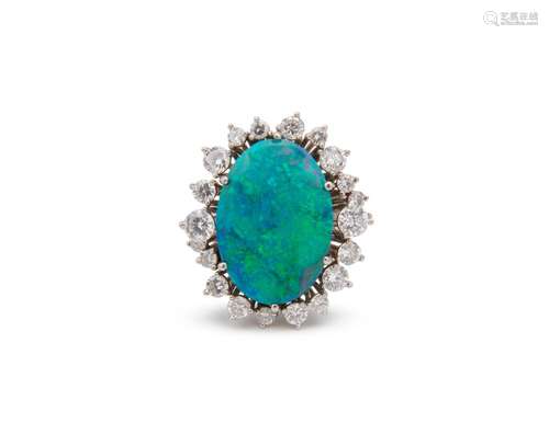 TONI CAVELTI 18K Gold, Opal, and Diamond Ring