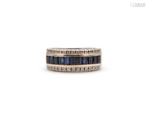 18K Gold, Sapphire, and Diamond Ring