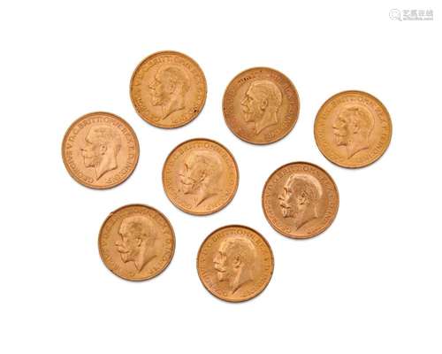 Eight Austrian George V Gold Coins