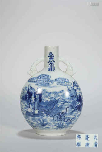 white and blue pottery Spring Vese from Qing