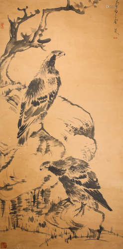 Eight of and wash painting (silk scroll vertical shaft) from Qing