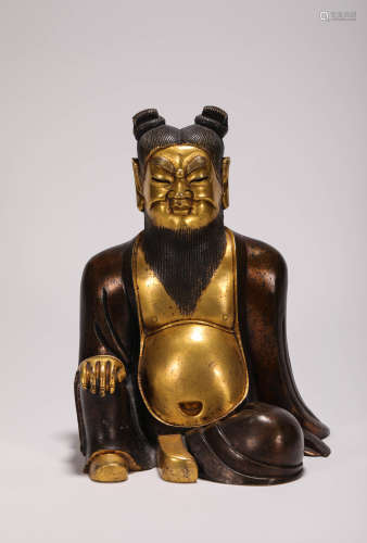 Copper and gold immortal Statue from Qing