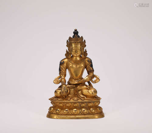 Copper and Gold Sakyamuni Statue from Qing