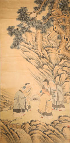 LengMei ink and wash painting (silk scroll vertical shaft) from Qing