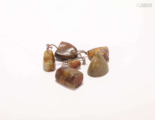 A Set of HeTian Jade Seals from Qing