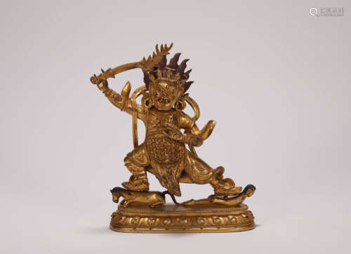 Copper and Gold Begts Chen Statue from QIng