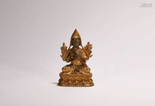 Copper and Gold Tsongkhapa Statue from Qing