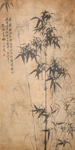 ZhengBanQiao ink and wash painting (silk scroll vertical shaft) from Qing