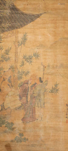 DingYunPeng ink and wash painting (silk scroll vertical shaft) from Qing