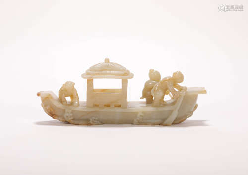 HeTian Jade Ornament of Boat from Qing