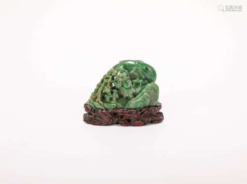 Green Jade Mountain form Ornament from Qing