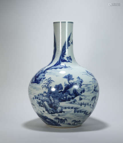 Blue and White Pottery Vese from Qing