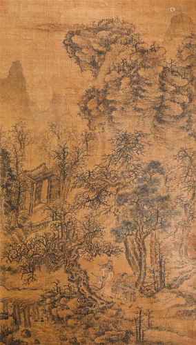 ink and wash painting (silk scroll vertical shaft) from Qing