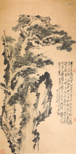 LiFangYing ink and wash painting (silk scroll vertical shaft) from Qing