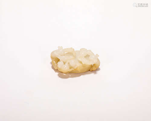 HeTian Jade Ornament in Child plays with Drum from Qing