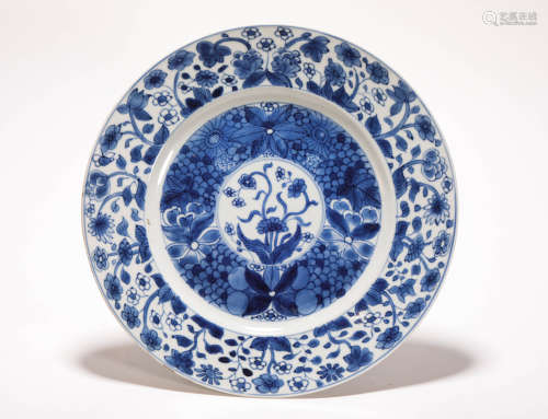 Blue and White Pottery Plate from Qing