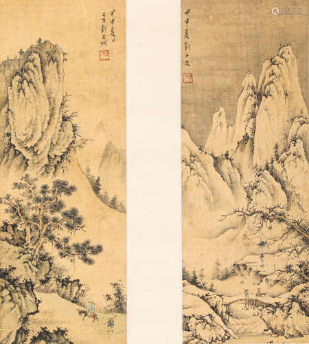 ink and wash painting (silk scroll vertical shaft) from YuanZiJiu