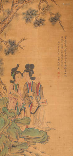 GaiQi ink and wash painting (silk scroll vertical shaft) from Qing