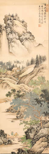 WuHuFan ink and wash painting (silk scroll vertical shaft) from Qing