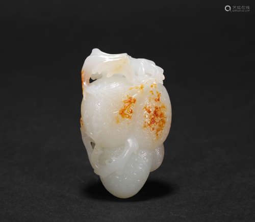 HeTIan Jade Ornament in Litchi form from Qing