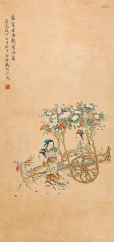 GaiQi ink and wash painting (silk scroll vertical shaft) from Qing