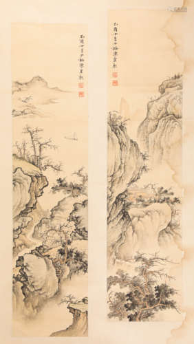 ChenShaoMei ink and wash painting (silk scroll vertical shaft) from Qing