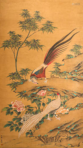 ZhouYiGui ink and wash painting (silk scroll vertical shaft) from Qing