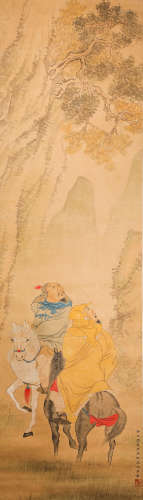 YuZhiDing ink and wash painting (silk scroll vertical shaft) from Qing