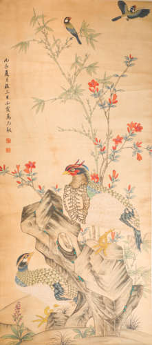 MaYuanYu ink and wash painting (silk scroll vertical shaft) from Qing