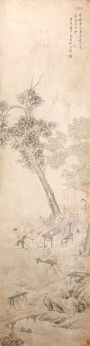 ShenZongQian ink and wash painting (silk scroll vertical shaft) from Qing