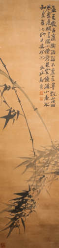 ZhengBanQiao ink and wash painting (silk scroll vertical shaft) from Qing