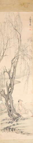 ChenShaoMei ink and wash painting (silk scroll vertical shaft) from Qing