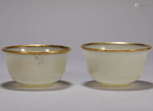 HeTian Jade with Gold Bowl from Qing