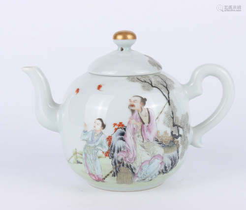 A CHINESE FAMILLE ROSE FIGURAL POT