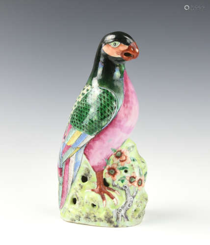 Chinese Famille Rose Parrot Bird, 19th C